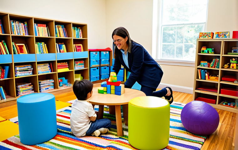 Collaborative Learning in a Bright Classroom**

A vibrant and colorful classroom scene depicting children engaged in play-based learning. Several children are working together to build a tall structure with large building blocks. A teacher is kneeling nearby, observing and gently guiding their efforts. The room is filled with natural light, colorful rugs, and open-ended toys. There's a reading nook in the corner with comfortable cushions and a diverse selection of books. The atmosphere is positive, collaborative, and engaging. fully clothed, appropriate attire, safe for work, perfect anatomy, natural proportions, professional, family-friendly.

**