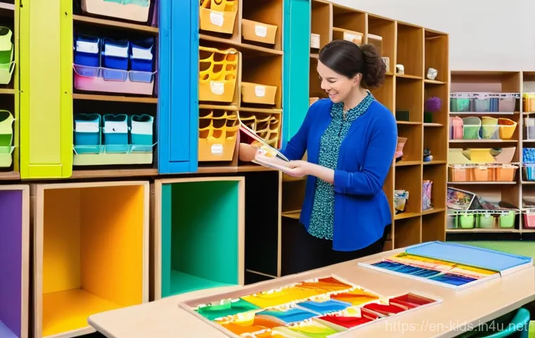 유아교육지도사 실기시험 전날 체크리스트 - **Prompt:** A bright, welcoming early childhood classroom filled with natural light. A highly organi...