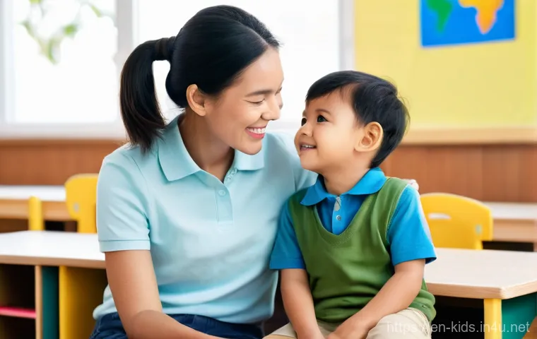 유아교육지도사 직무 기술서 작성법 - **Prompt:** A diverse team of five early childhood educators, both male and female, comfortably yet ...