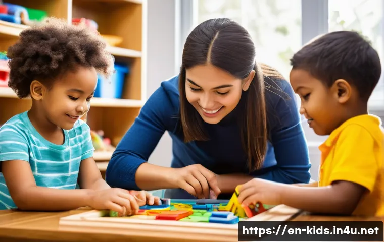 유아교육지도사 실기시험 대비 학습자료 모음 - **Prompt:** A warm and vibrant early childhood classroom filled with natural light. A compassionate ...