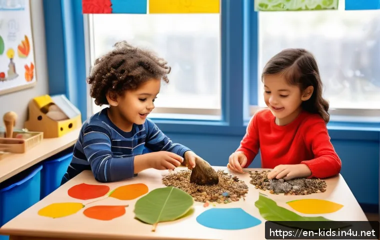 유아교육지도사 강의 준비와 실행 사례 공유 - A bright and inviting early childhood classroom scene featuring young children wearing colorful casu...