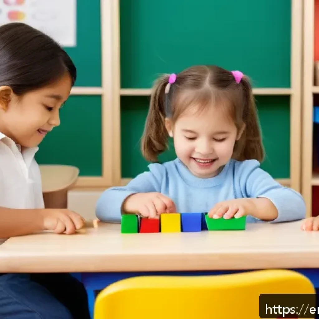 유아교육지도사 실기 시험 꿀팁 - A warm, lively early childhood classroom scene showing a diverse group of young children aged 3-5 ac...