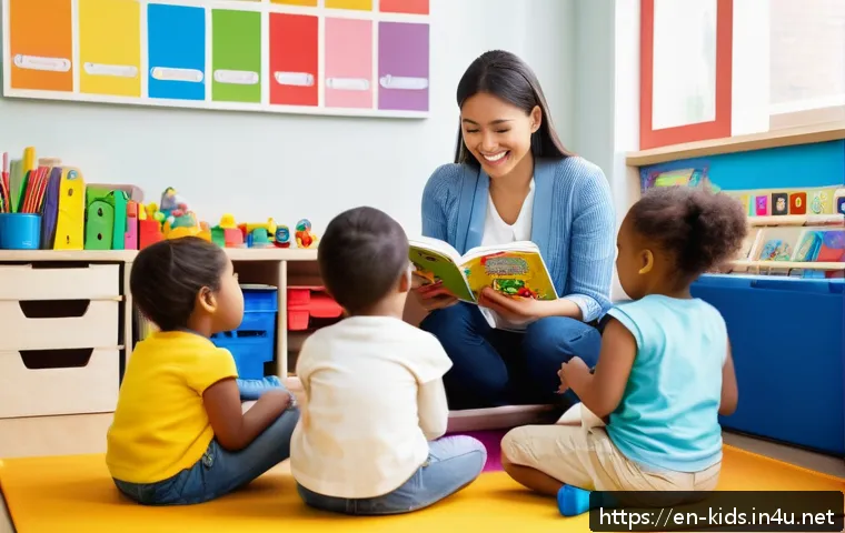 유아교육지도사 자격증의 종류와 차이 - A bright and welcoming early childhood education classroom setting featuring a diverse group of youn...