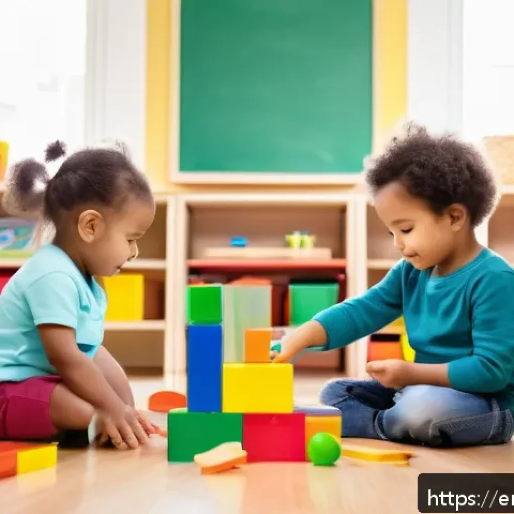유아교육지도사 관련 용어와 뜻 정리 - A bright and cheerful early childhood classroom scene showing a diverse group of toddlers engaged in...