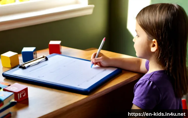 유아교육지도사 실습 체크리스트 작성법 - Photorealistic early childhood education practicum planning scene, a trainee educator seated at a ti...