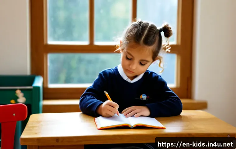 유아교육지도사 필기시험 대비 효과적인 학습법 - Photorealistic home study scene for an early childhood education certification written exam, focused...