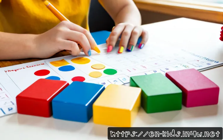 유아교육지도사 강의 준비와 실행 사례 정리 - Photorealistic early childhood educator preparing a lesson at a bright home office desk, arranging c...